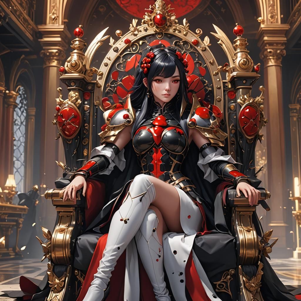 Ladybug Queen in Throne Room: 3D Anime Art