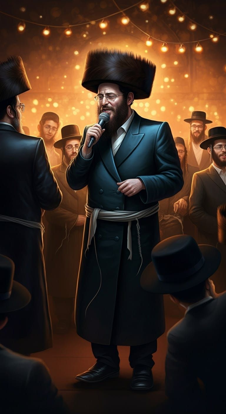 Hasidic Man Performing Mitzvah Tanz: Comic Style Illustratio...