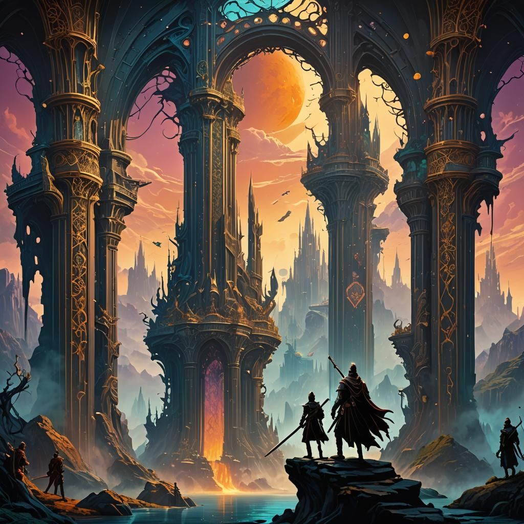 Monarchs of Fantasy Realms Peeking into Magical Void