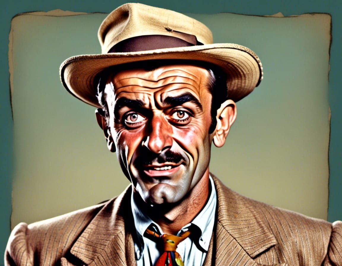 random man in a crushed straw hat