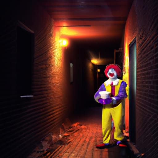 Scary Ronald McDonald in Dark Alley