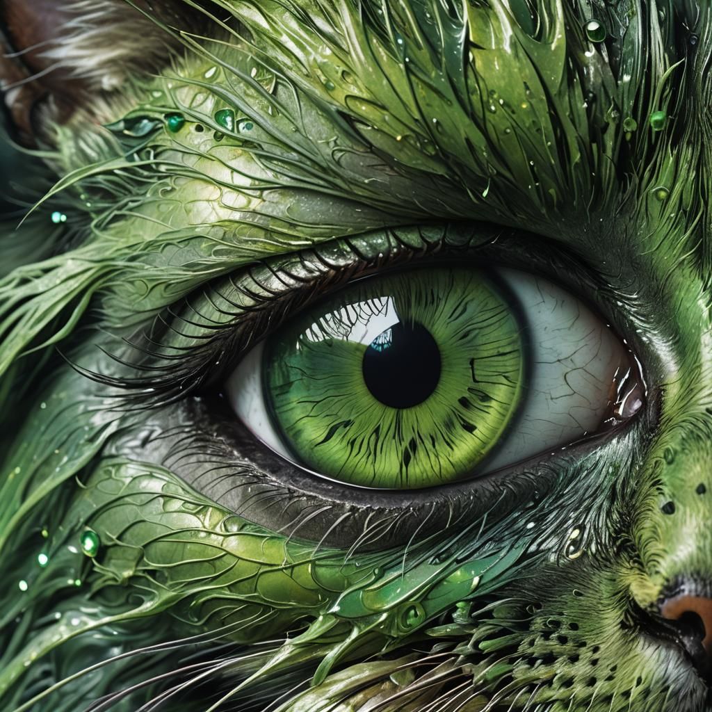 Vibrant Cat Eye Macro in Surreal Style