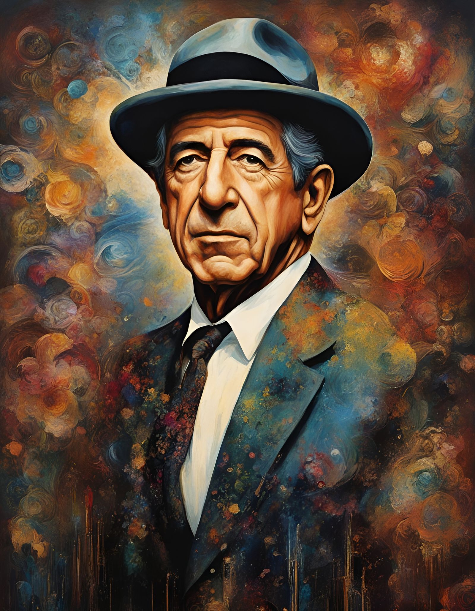 Maximalist Portrait: Leonard Cohen Poster Art