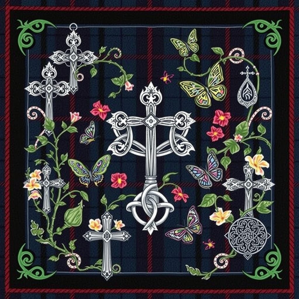 Heritage-Inspired Fabric Tile in Celtic Style with Intricate...