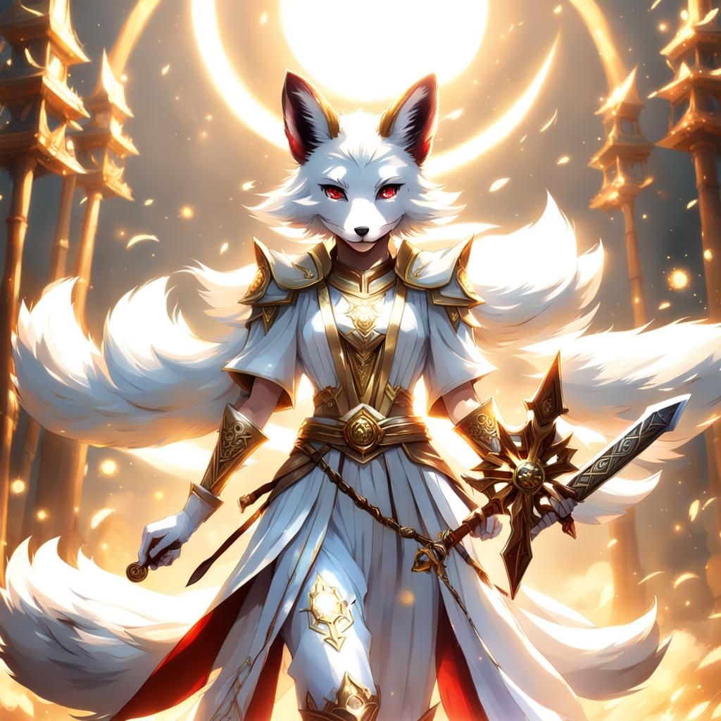 Fox-Girl with Sword in Divine Light