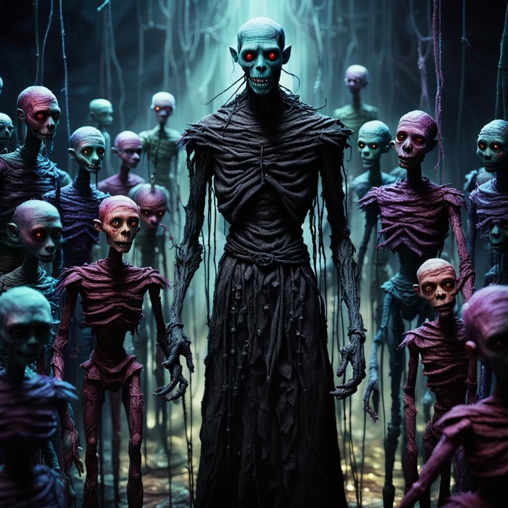Sinister Gum Puppeteer in Dark Fantasy Art