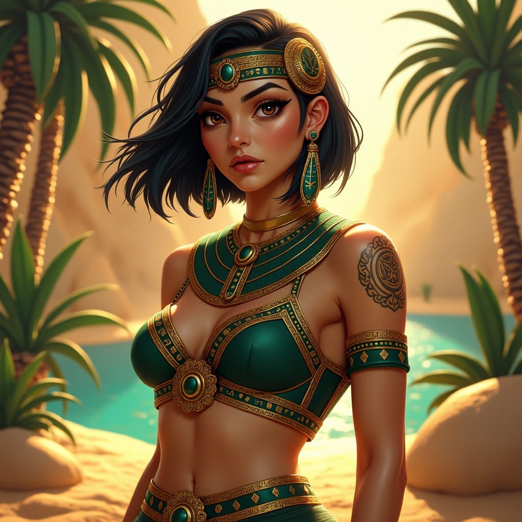 Egyptian Goddess in Hyper-Realist Style