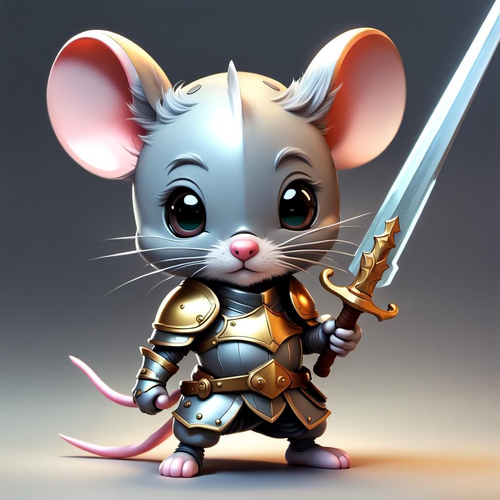 Adorable Chibi Mouse Knight in Graffiti Art Style