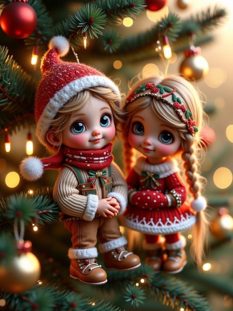 Merry Christmas Twin Ornaments