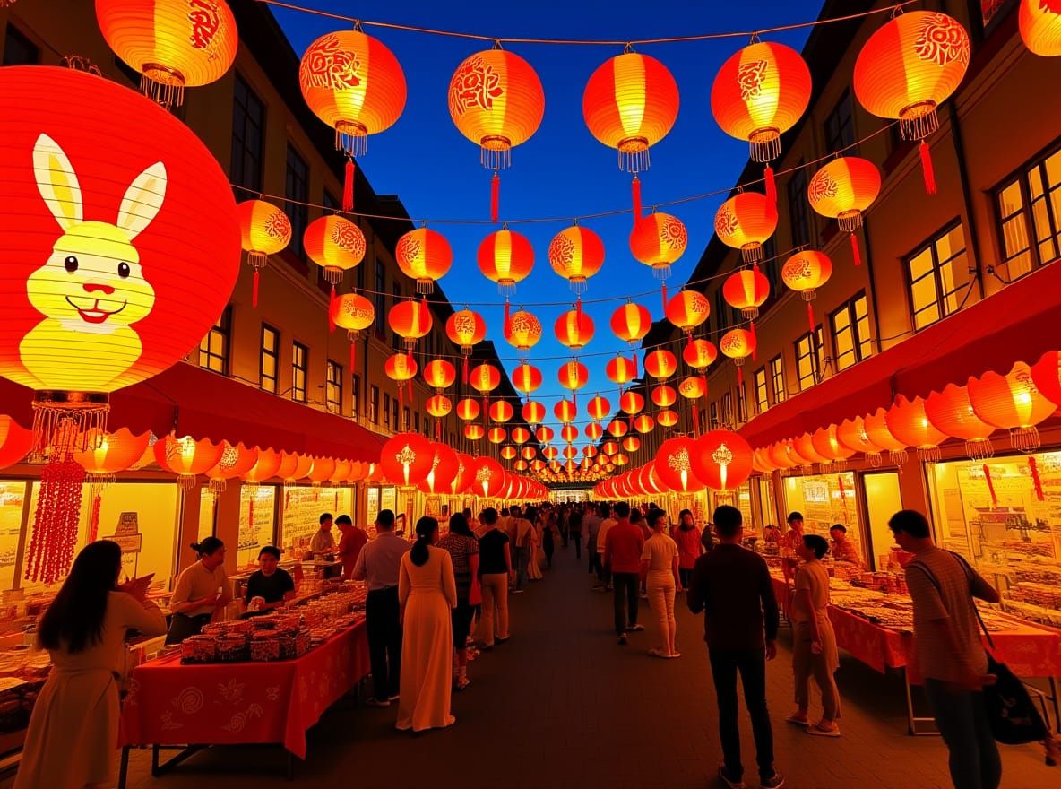 Vibrant Lantern Festival in Chinese City