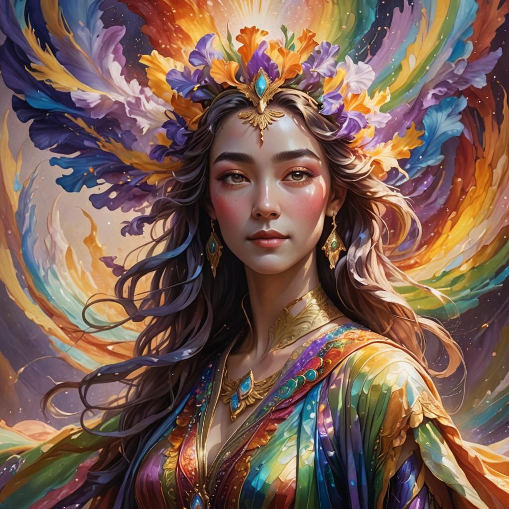 Goddess of the Rainbow in Comic Book Style