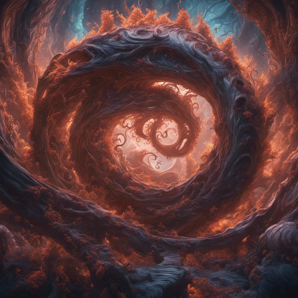 Fantastical Swirl: Detailed Matte Painting in Deep Color