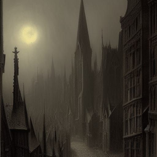 Eerie Gothic Village in Horror Style