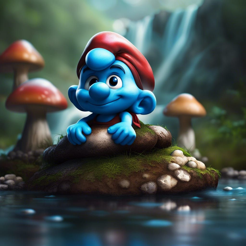 Relaxed Smurf Meditating in Hyperrealistic Style