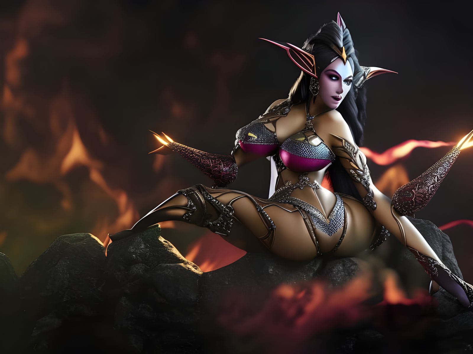 Hyperrealistic Elven Harlequin in 3D