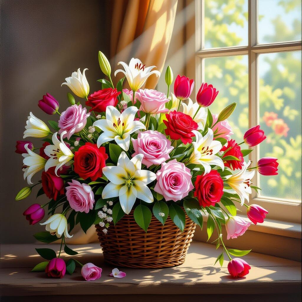 Vibrant Floral Bouquet in Dutch Golden Age Style