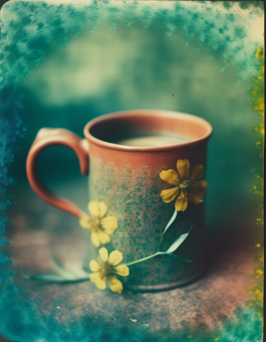 Coffee mug, flowery style