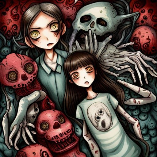 Scary Horror Girl in Manga Style