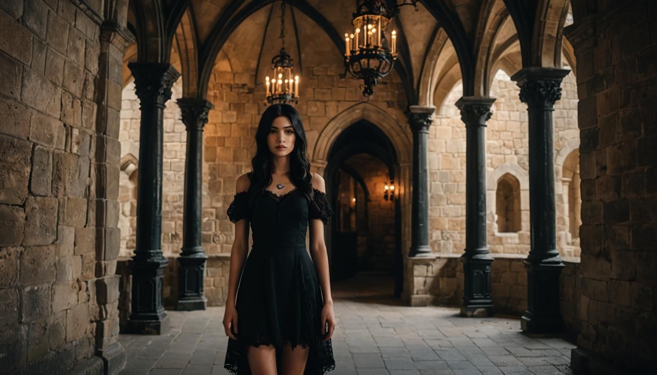 Gothic Girl in Castle Chamber: Professional Photography