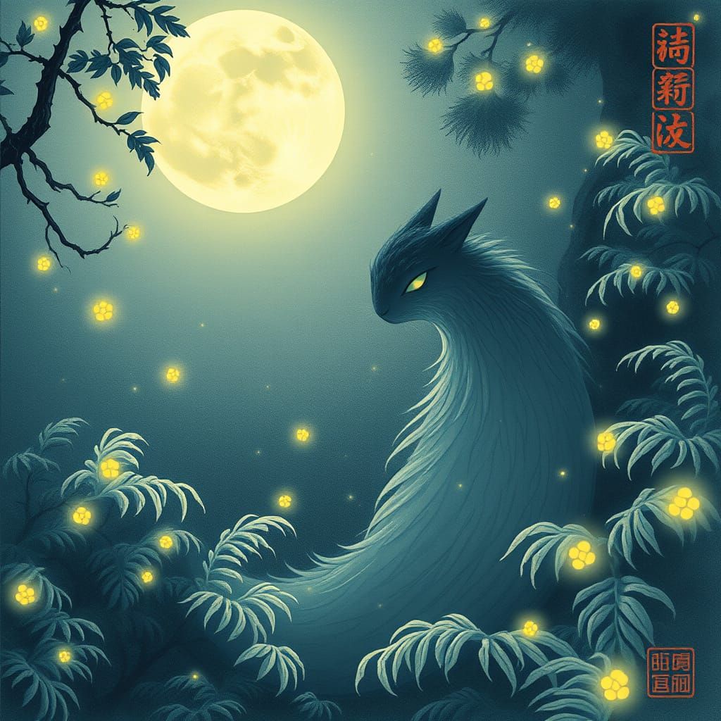 Mystical Pipidori in Moonlit Forest