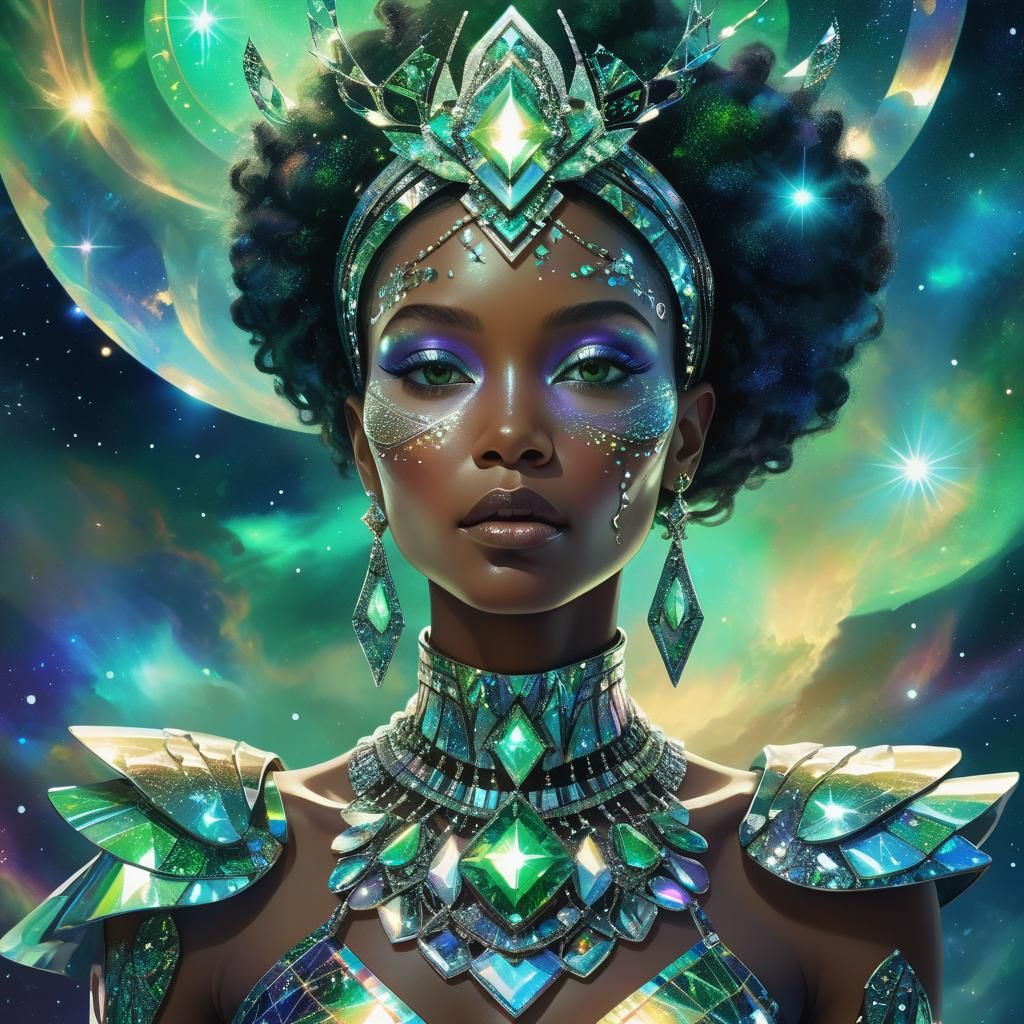 Afrofuturistic Woman in Opulent Garments Digital Art