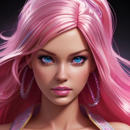 Hyperrealistic Barbie Portrait with Dramatic Lighting