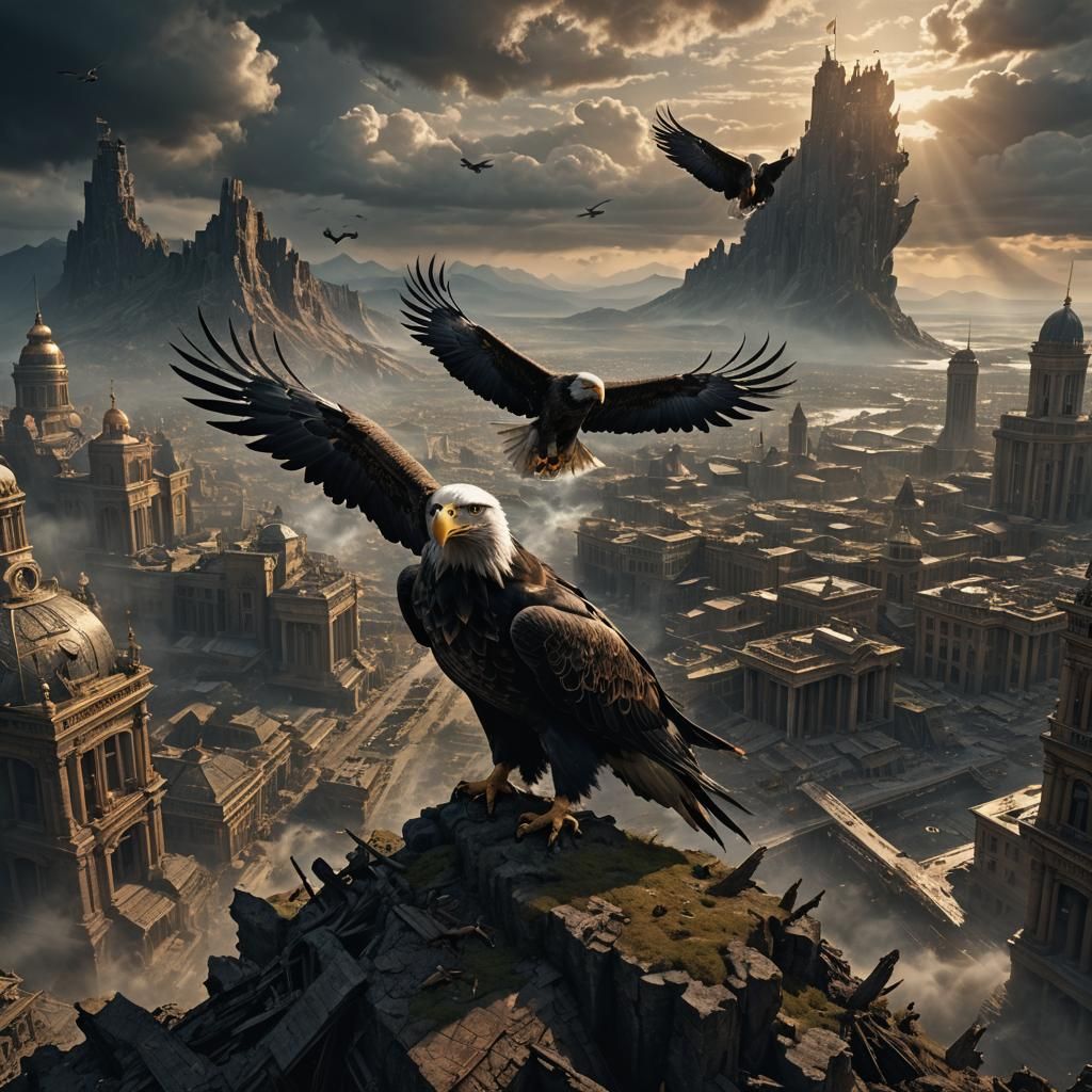 Epic Eagle Landing: Digital Matte Painting
