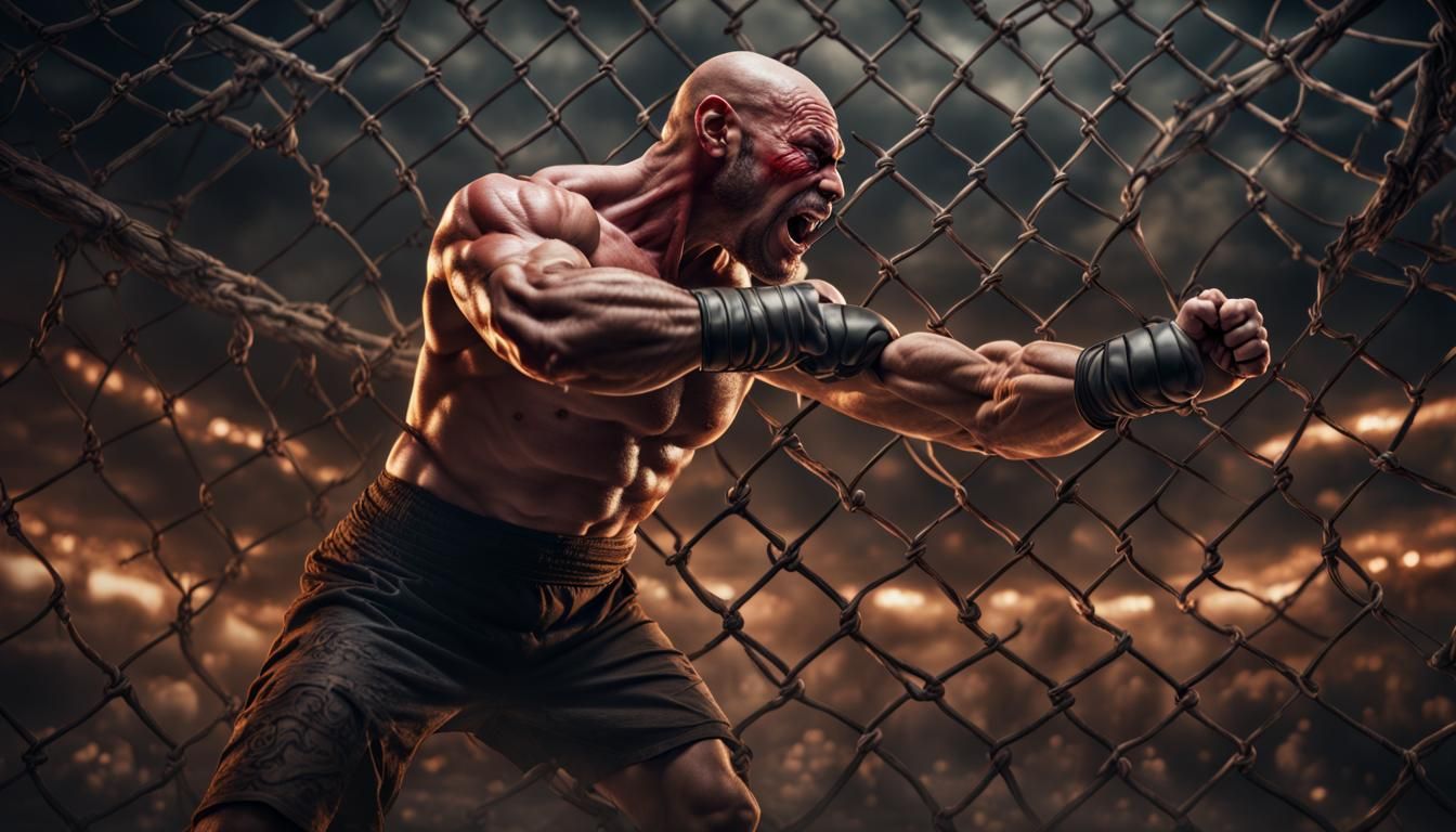 Gorean Cage Fighter in Digital Matte Painting Style