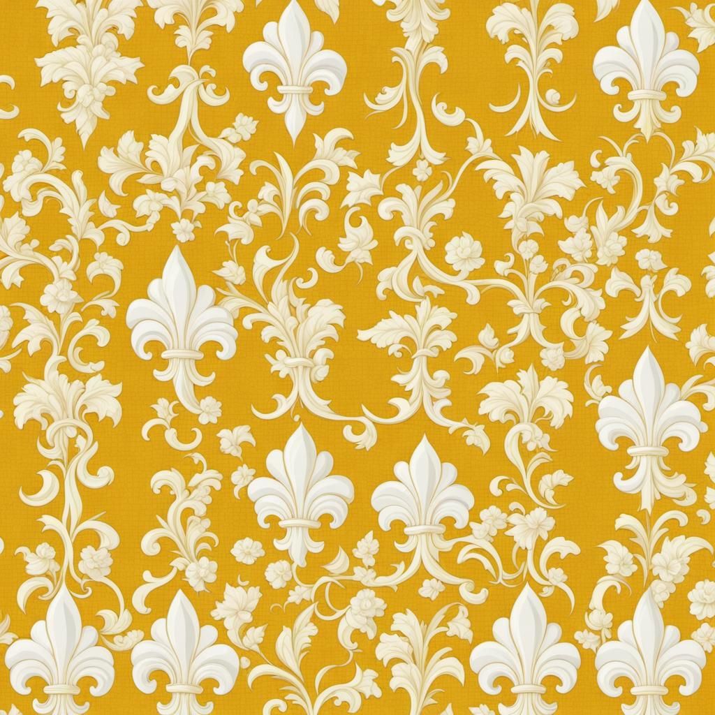 TEXTURA|ESTAMPA FLOR DE LIS AMARELA|TEXTURA DE TECIDO BRANCO