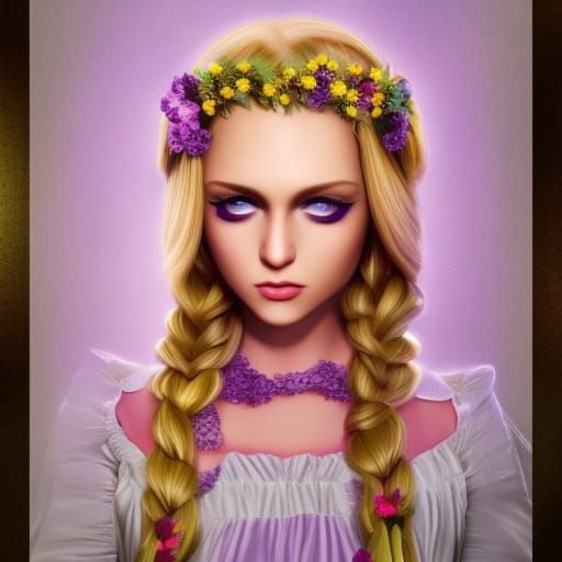 Hyperrealistic Rapunzel with Long Braided Hair