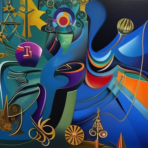 Abstract Pinball Machine: Surrealist Expressionist Design