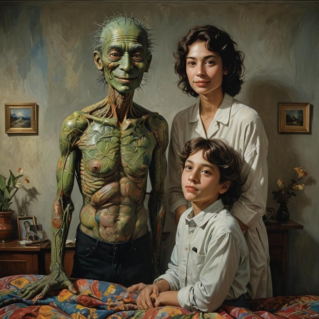 Surreal Gathering of Exotic Beings in Sumptuous Suite