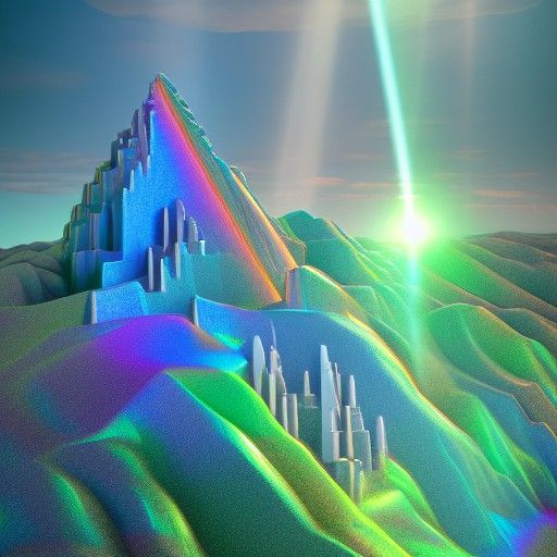 Bismuth Palace with Holographic Waterfalls in Dreamscape