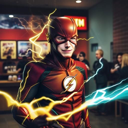 The Flash at Jitters Coffee, Comic Book Art