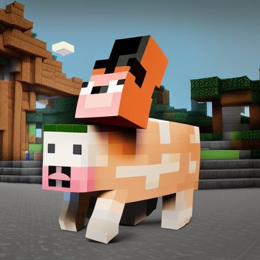 Minecraft Pig in Top Hat: 3D Game Art