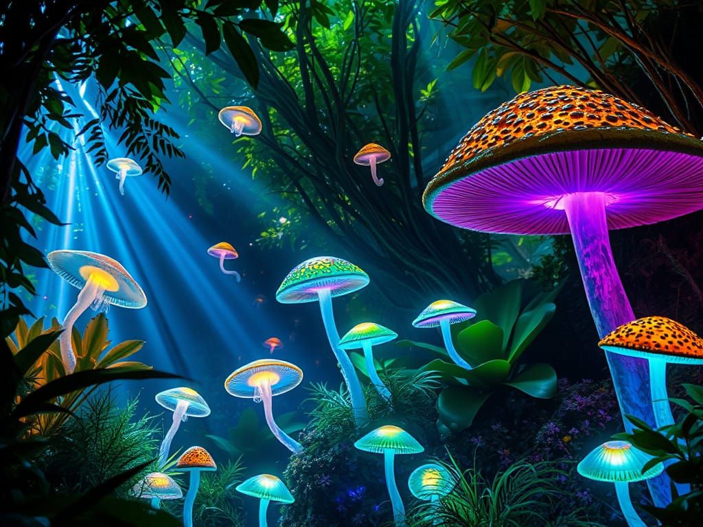 Whimsical Prism-Lit Woodland at Sunset