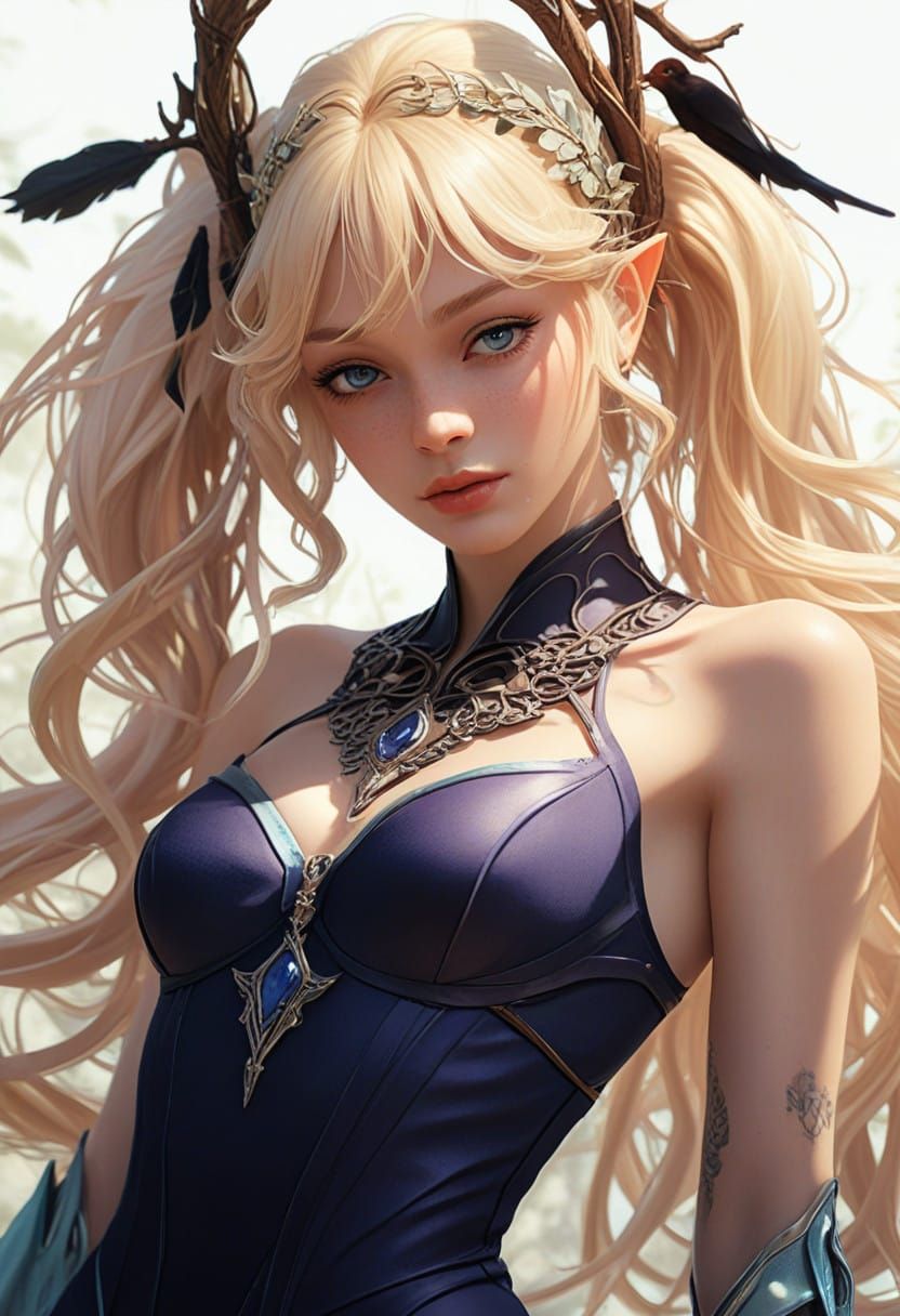 Ethereal Elven Princess in a Dreamy, Moonlit Forest