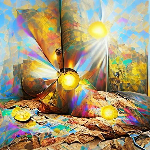 Holographic Steampunk Pop Art with Sun Rays