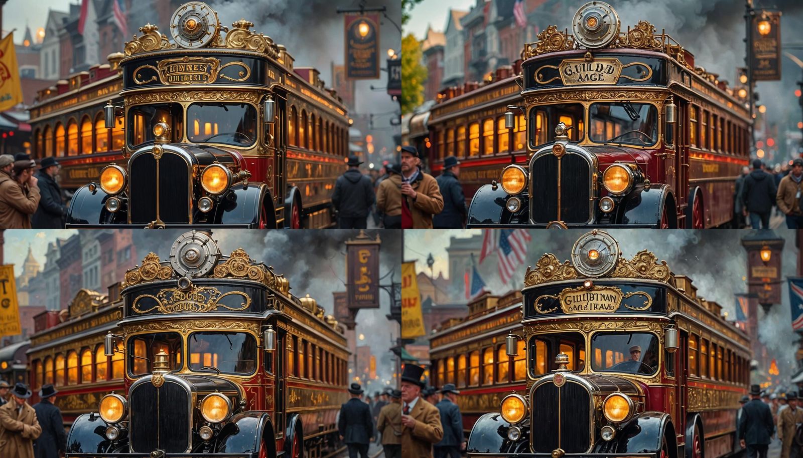 Guilded Carnival Train in 1920s Poster Style