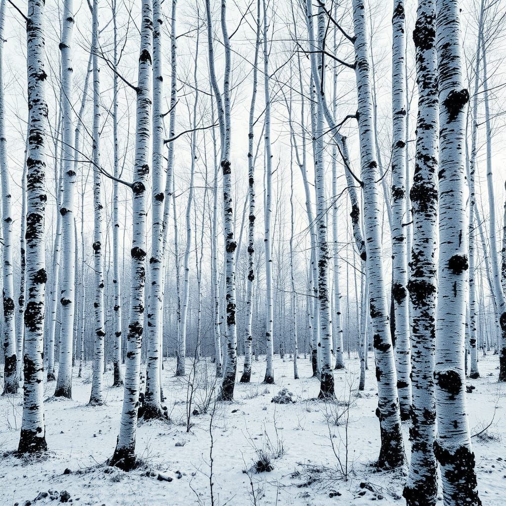 Silver Birches in Midday Sun