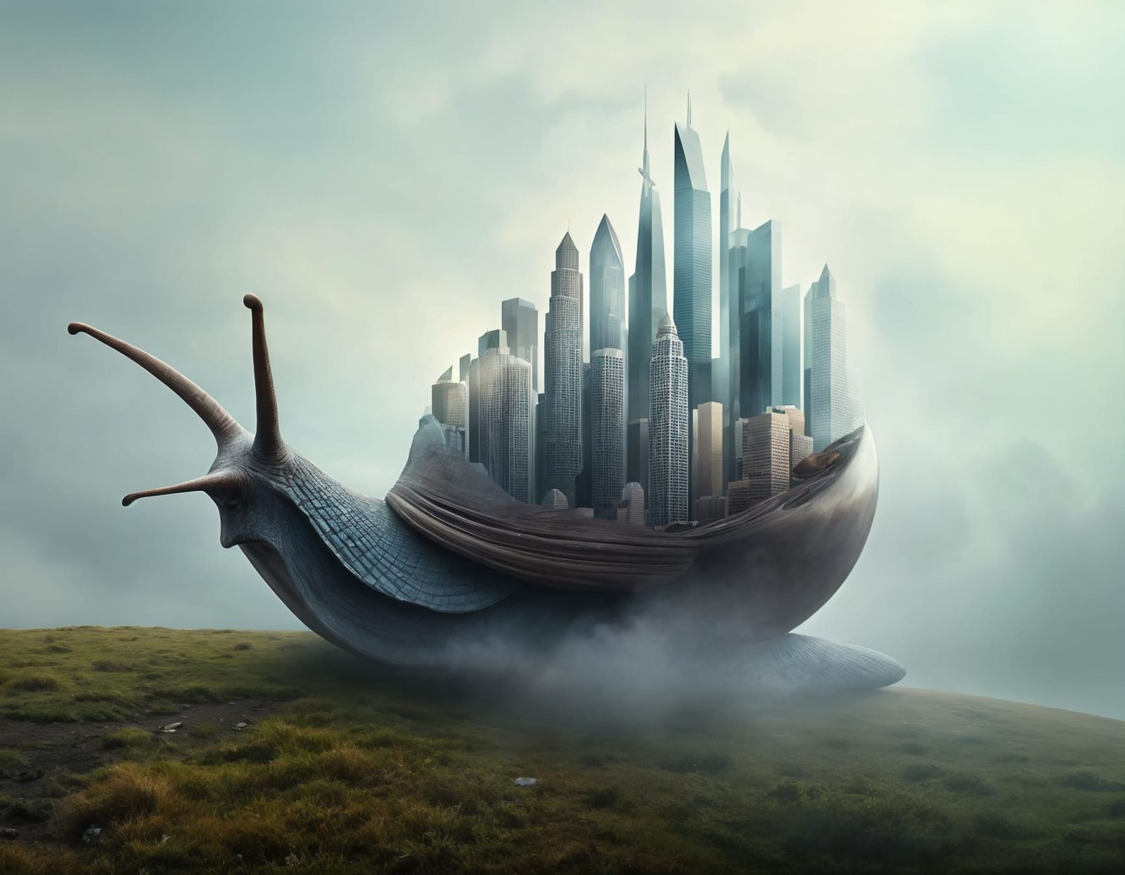 Surreal Seashell Cityscape: A Digital Art Dream