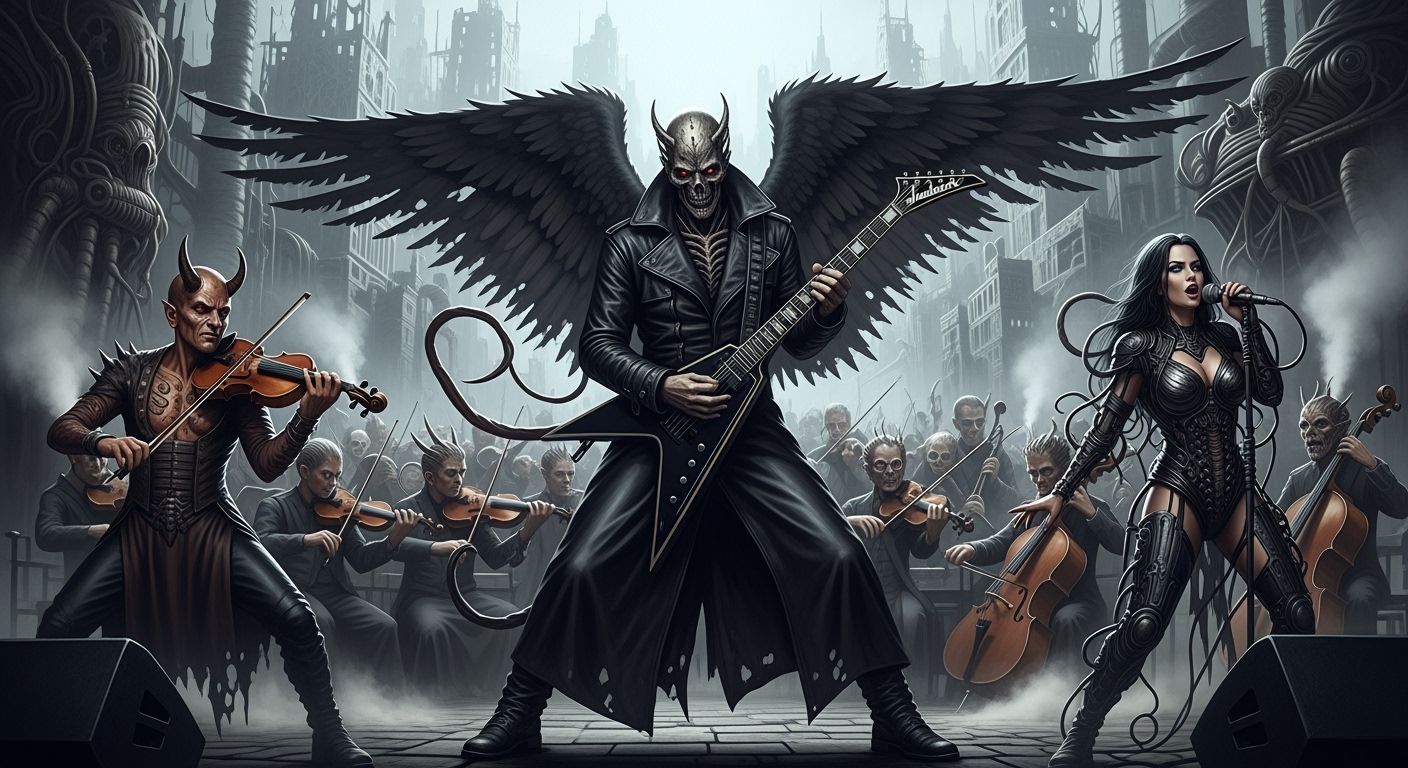 Biomechanical Angel Shreds Guitar in Concert