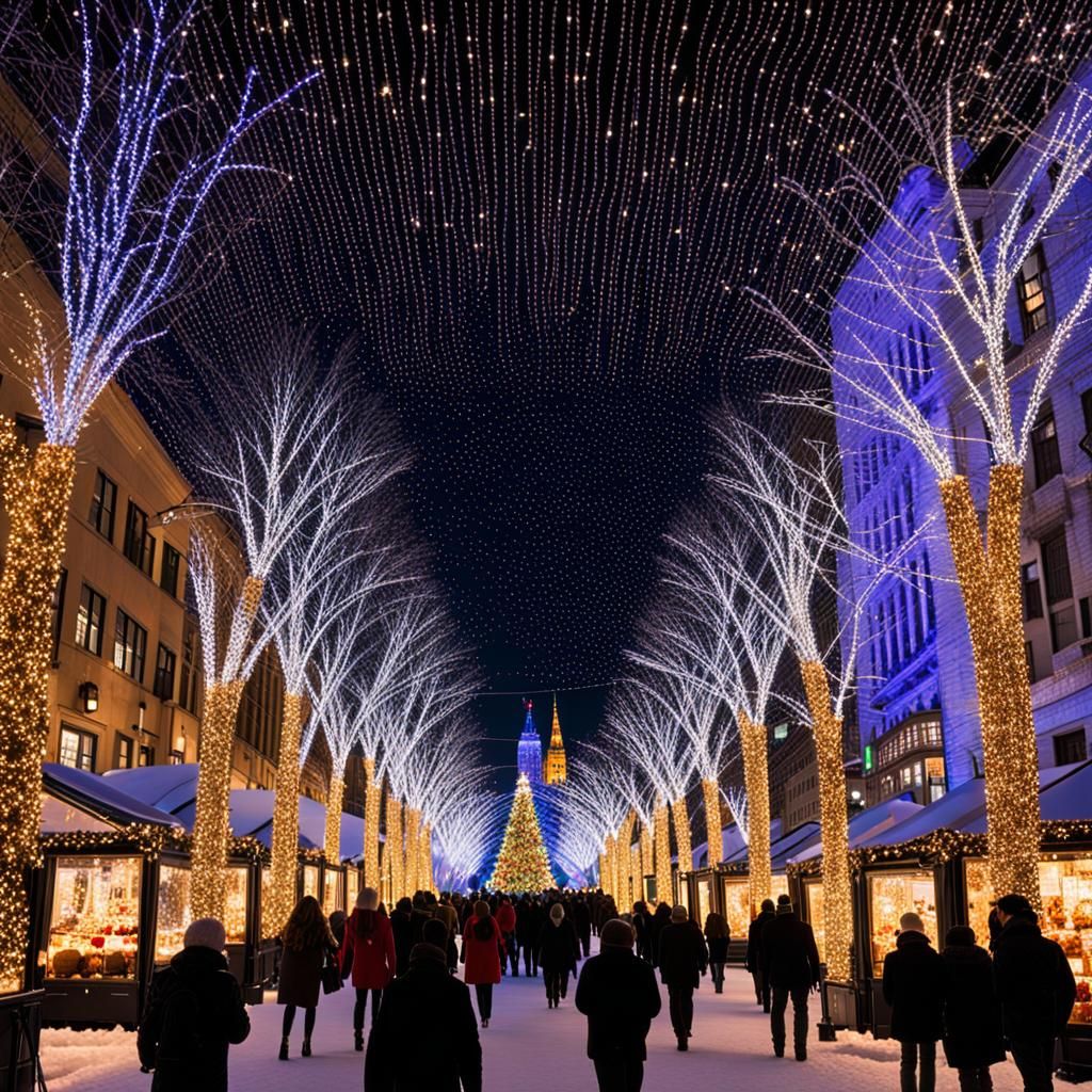 Sparkling Cityscape: Urban Lights at Night
