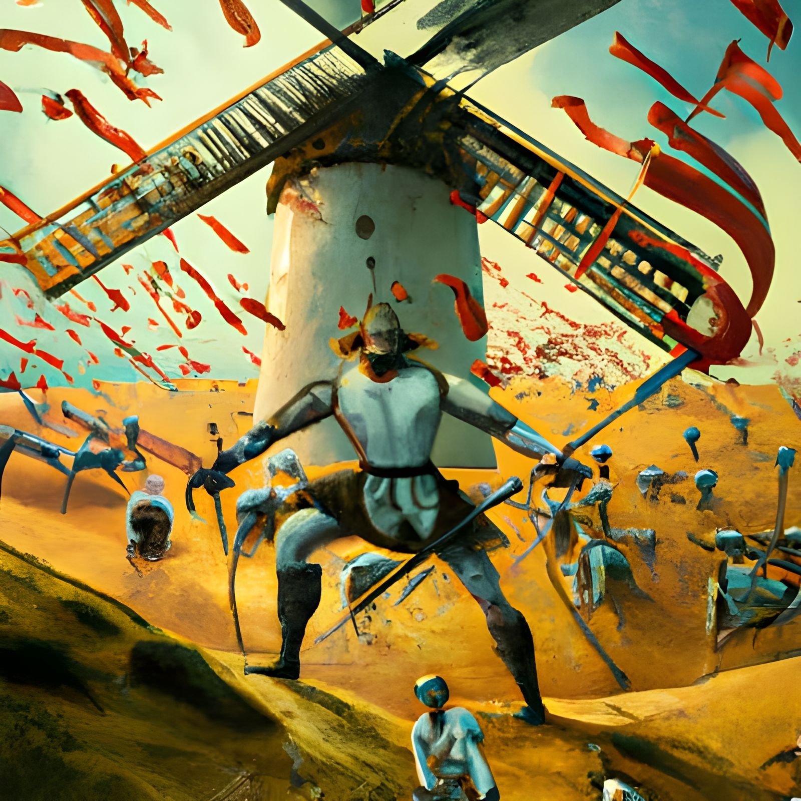 Don Quixote's Epic Joust with a Windmill