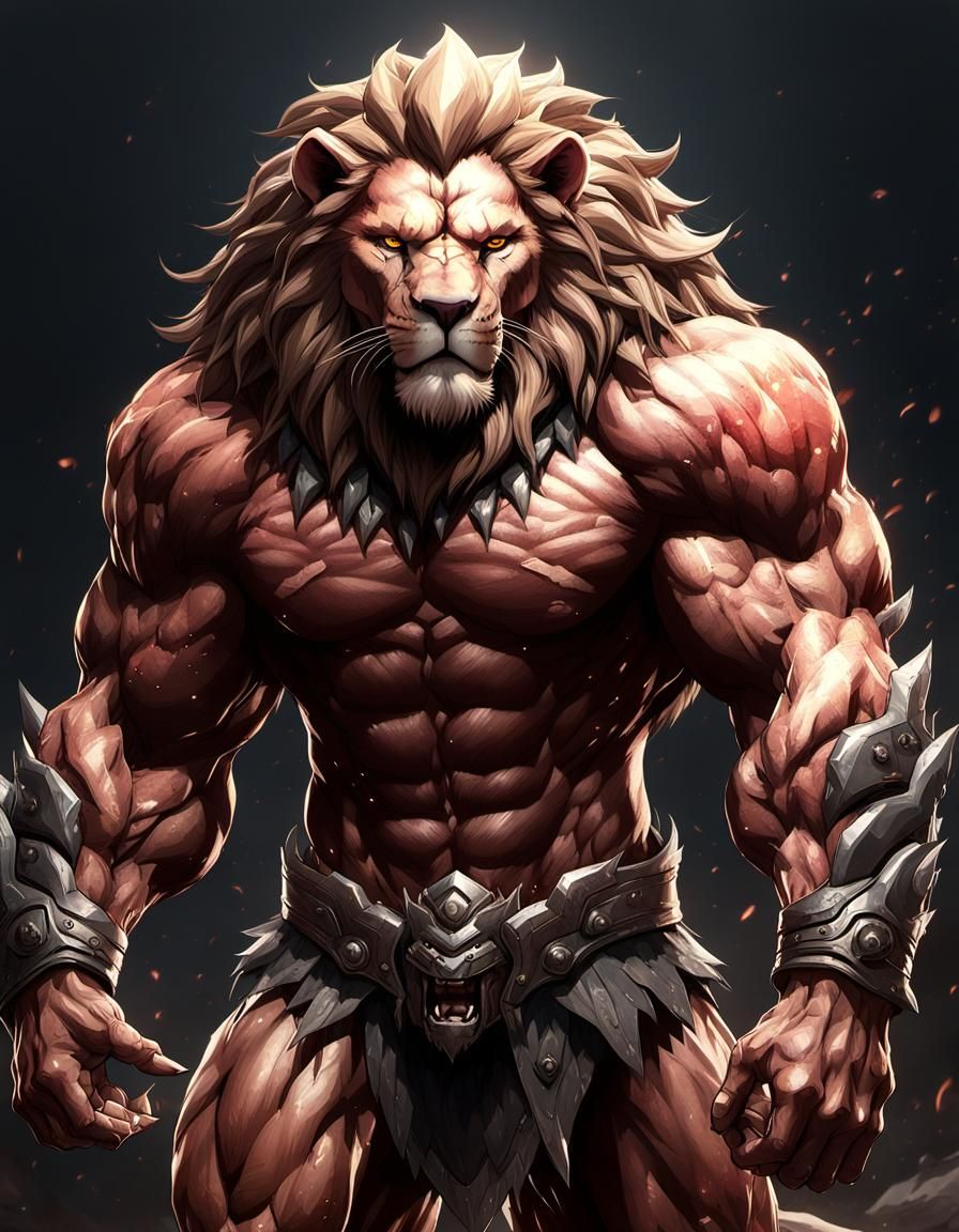 Lion monster massive muscular muscle Man Savage worrior