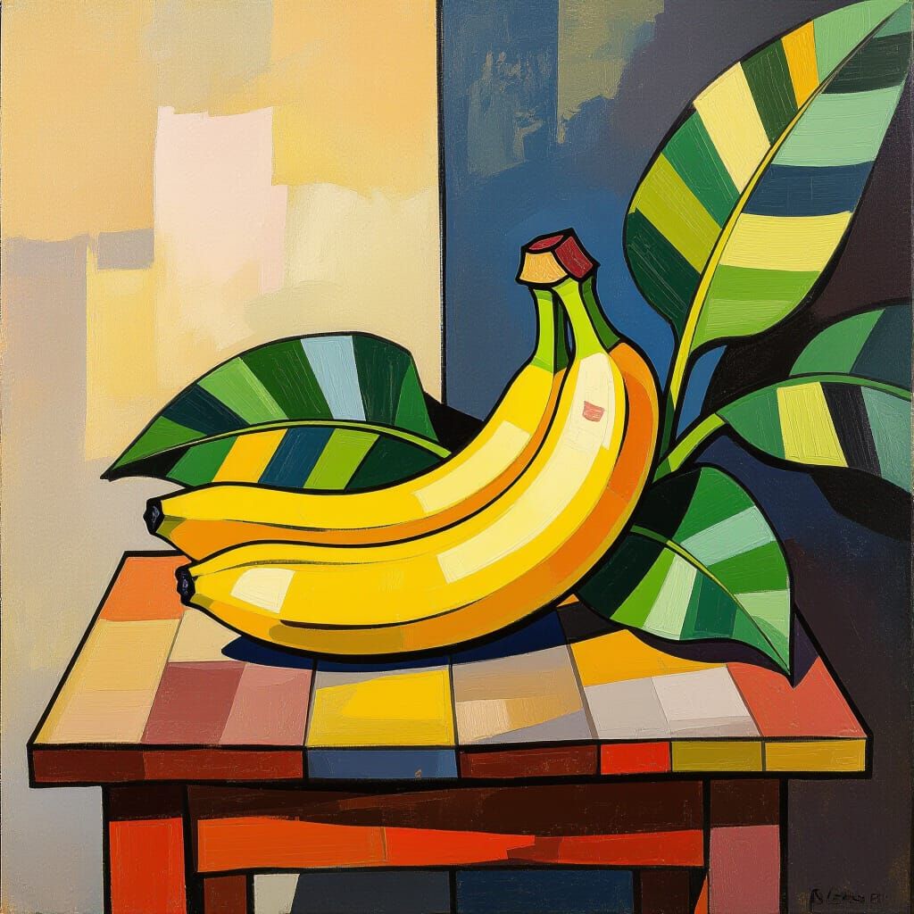 Banana Still Life as Post-Impressionist Painting