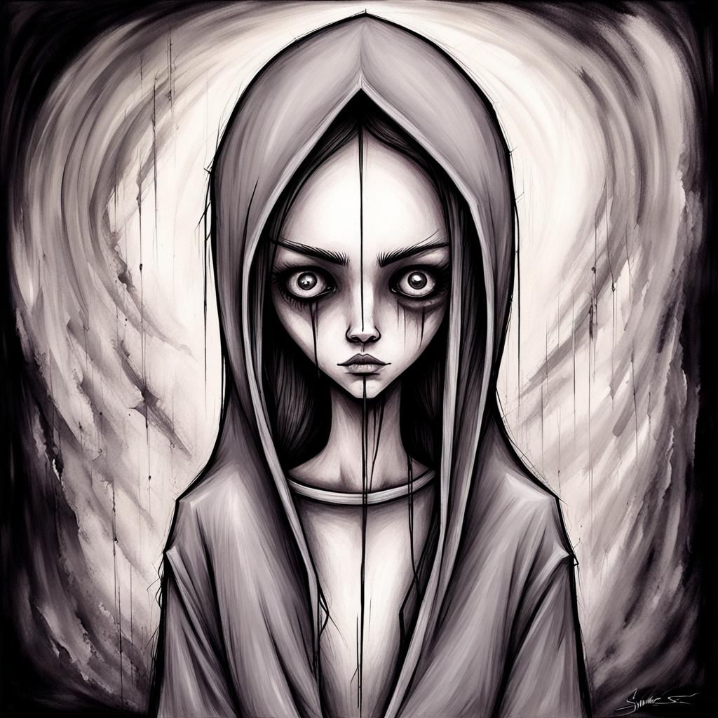 Woman in Grayscale: Dark Art Portrait