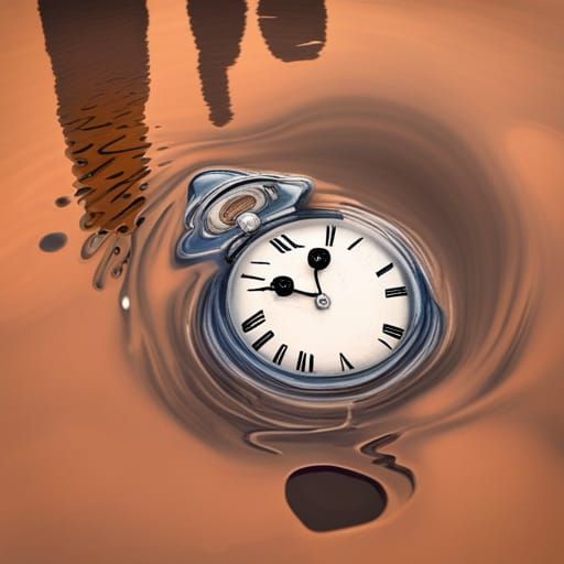 Clock Reflecting in a Puddle
