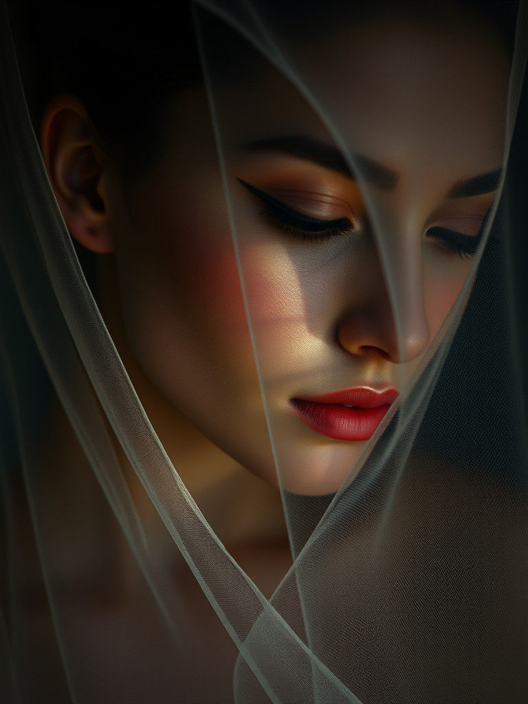 Tattooed Woman Portrait in Chiaroscuro Style