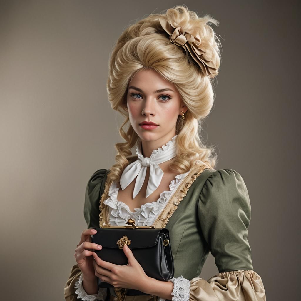 Young Man in Colonial Dress and Wig, Studio Portrait